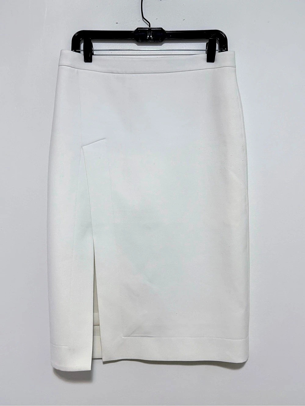 BCBG Ivory White High Slit Midi Pencil Skirt